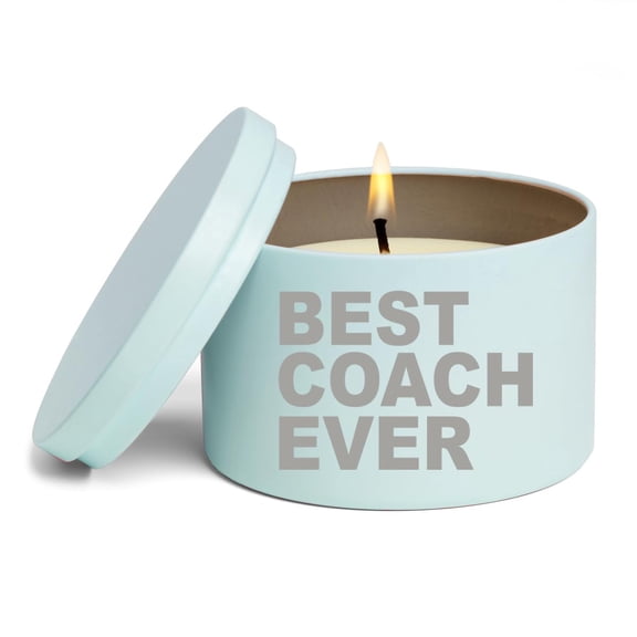 Scented Candle Gift 8oz with Lid Best Coach Ever (Blue, Vanilla)