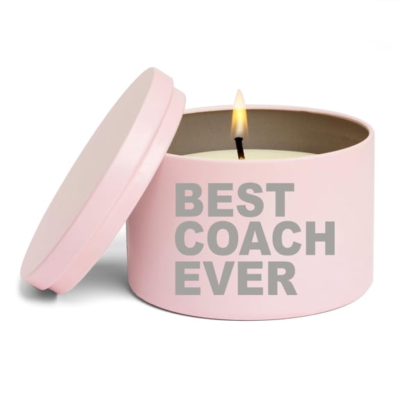 Scented Candle Gift 8oz with Lid Best Coach Ever (Pink, Vanilla)