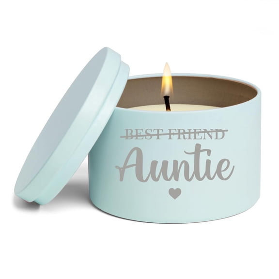 Scented Candle Gift 8oz with Lid Best Friend Auntie Pregnancy Announcement (Blue, Lavender)