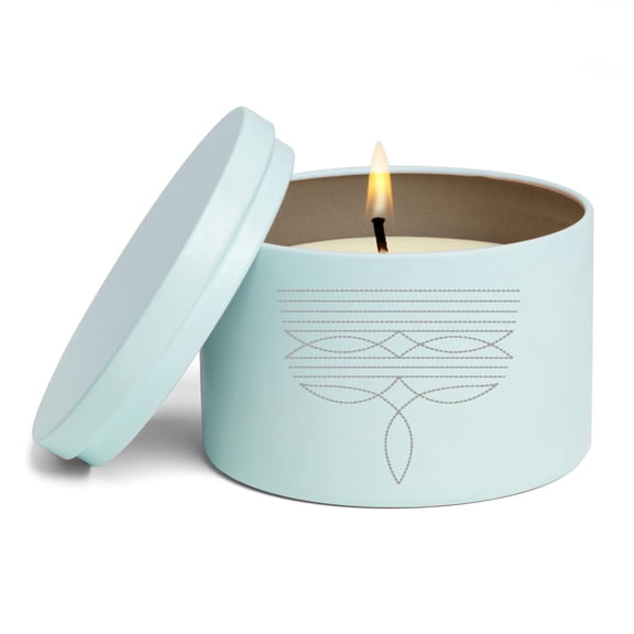 Scented Candle Gift 8oz with Lid Boot Stitch Cowboy Cowgirl (Blue, Citrus)