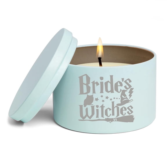 Scented Candle Gift 8oz with Lid Brides Witches Birdesmaid (Blue, Vanilla)