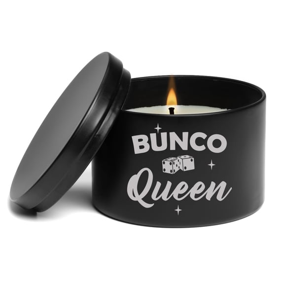 Scented Candle Gift 8oz with Lid Bunco Queen (Black, Lavender)