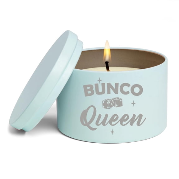 Scented Candle Gift 8oz with Lid Bunco Queen (Blue, Vanilla)