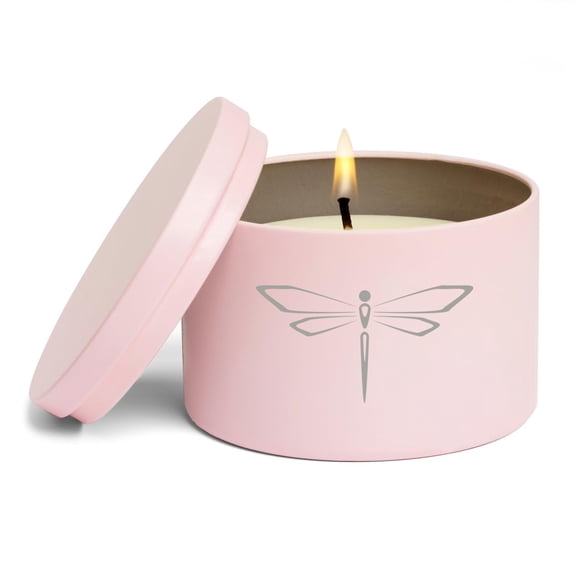 Scented Candle Gift 8oz with Lid Dragonfly (Lavender - Pink)
