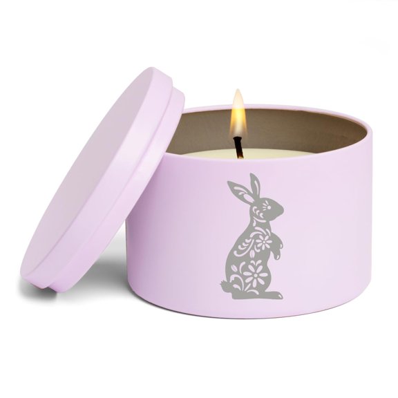 Scented Candle Gift 8oz with Lid Fancy Bunny Rabbit (Lavender - Purple)