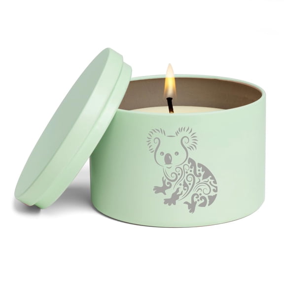 Scented Candle Gift 8oz with Lid Fancy Koala Bear (Citrus - Green)