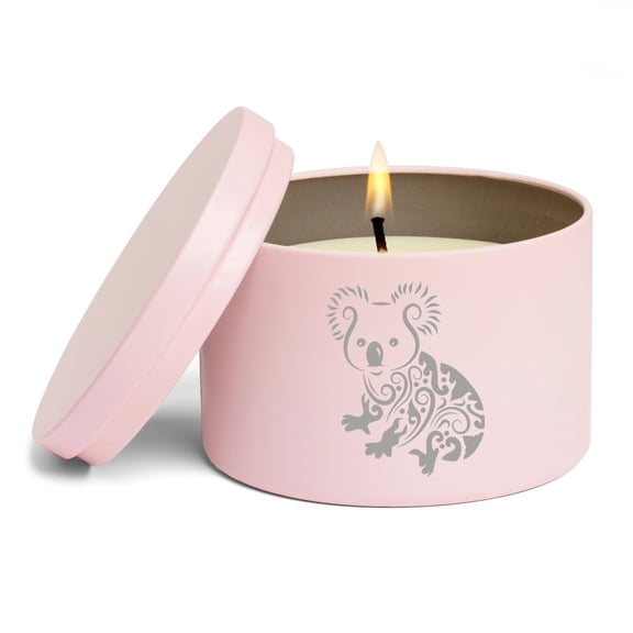 Scented Candle Gift 8oz with Lid Fancy Koala Bear (Citrus - Pink)