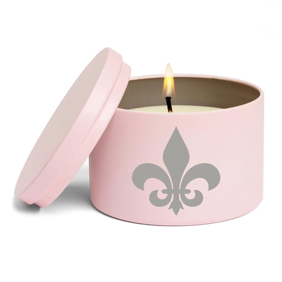 Scented Candle Gift 8oz with Lid Fleur-de-lis (Pink, Vanilla)
