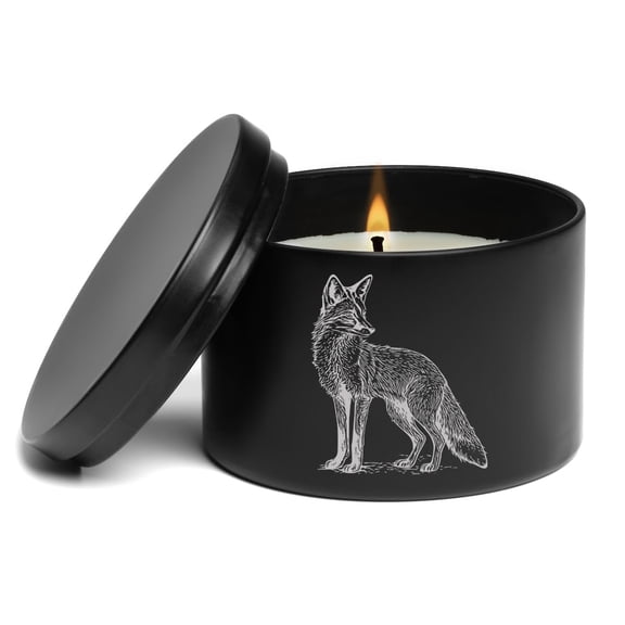 Scented Candle Gift 8oz with Lid Fox (Black, Lavender)