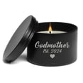 thumbnail image 1 of Scented Candle Gift 8oz with Lid Godmother Est 2024 Christening Baptism (Vanilla - Black), 1 of 1