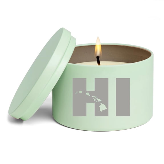 Scented Candle Gift 8oz with Lid HI Hawaiian Islands Hawaii (Green, Citrus)