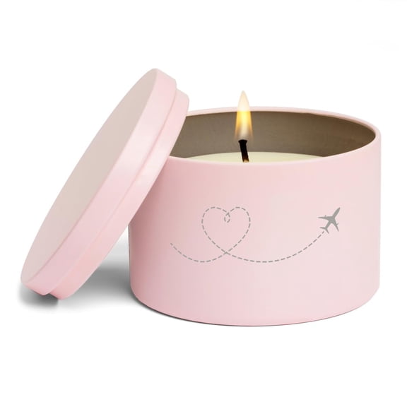 Scented Candle Gift 8oz with Lid Heart Love Travel Airplane (Citrus - Pink)