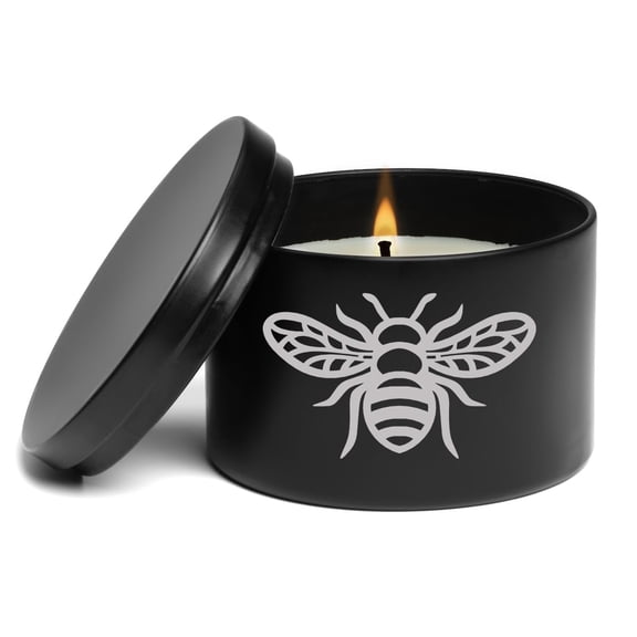 Scented Candle Gift 8oz with Lid Honey Bee (Black, Lavender)