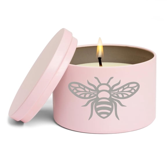 Scented Candle Gift 8oz with Lid Honey Bee (Pink, Vanilla)