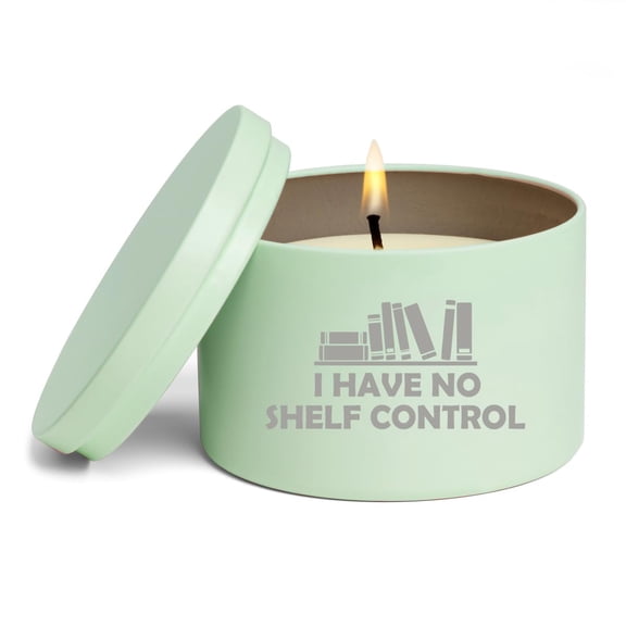 Scented Candle Gift 8oz with Lid I Have No Shelf Control Funny Bookworm for Librarian Book Lover Teacher (Lavender - Green)