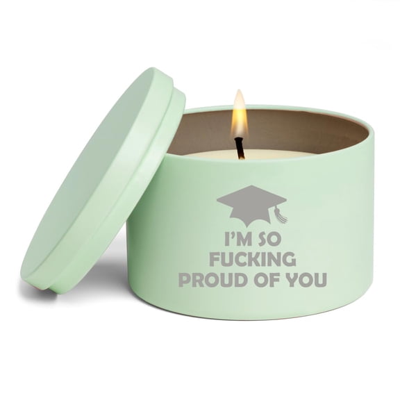 Scented Candle Gift 8oz with Lid I'm So Proud of You Funny Graduation (Lavender - Green)