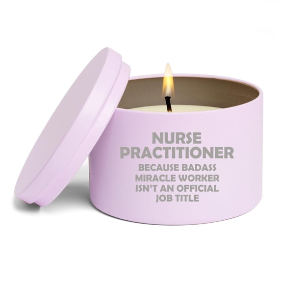 Scented Candle Gift 8oz with Lid NP Nurse Practitioner Miracle Worker Job Title Funny (Lavender - Purple)