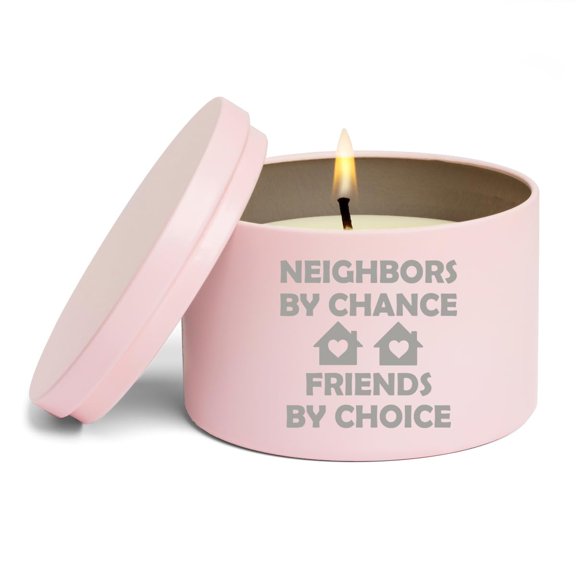 Scented Candle Gift 8oz with Lid Neighbors by Chance Friends by Choice Neighbor (Citrus - Pink)
