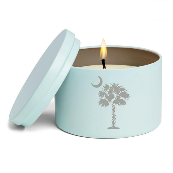 Scented Candle Gift 8oz with Lid Palmetto Tree South Carolina Palm Moon (Citrus - Blue)