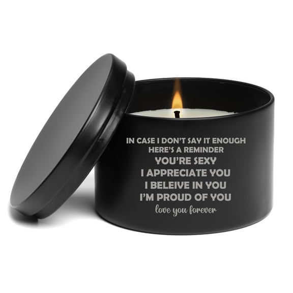 Scented Candle Gift 8oz with Lid in Case I Don't Say It Enough Here Is A Reminder for Her Anniversary for Wife Girlfriend (Vanilla - Black)