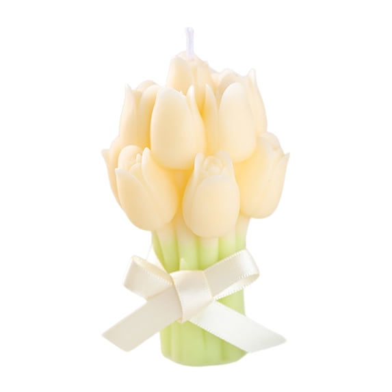 Scented Candle Gift Ornament Tulips Bouquet Wax 9.9x6cm Purple Yellow Lightweight Portable Home Decor Centerpiece Decorative Gift for Family Friends Party Favor
