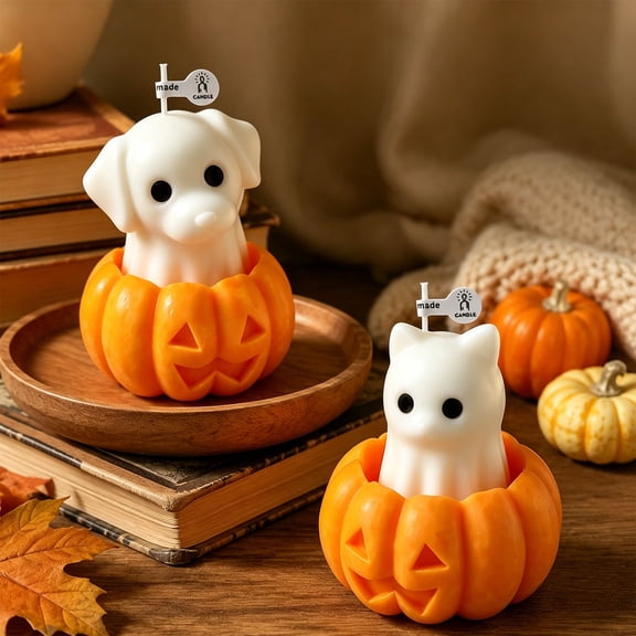 Scented Candle,Halloween Tabletop Wax Figurine Cute Puppy Pumpkin Handmade Melt Accessory,Gentle Fragrance Decor For Bookshelf Dining Table Classroom Festive Layout