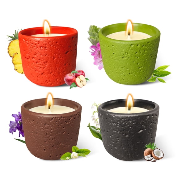 Scented Candle for Love Wishes, 4pcs Romantic Aromatherapy Candle with Colorful Cans, Nature Aroma Soy Candle Jar 60-Hour Burn with Warm Flame Candles Gift for Home