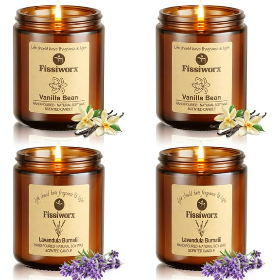 Scented Candle Set 4 Pack, Candle for Home Scented, Odor Eliminating, Stress Relief, 30oz, 220 Hours Long Lasting Soy Wax Gift Set for Women