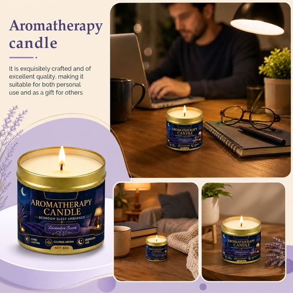 Scented Candle, Sleep Aid Lavender Candle with Comforting Calm Aroma, Relaxation and Relaxation Relief Properties for Peaceful Night Time Routines, Great Gift for Her on Special