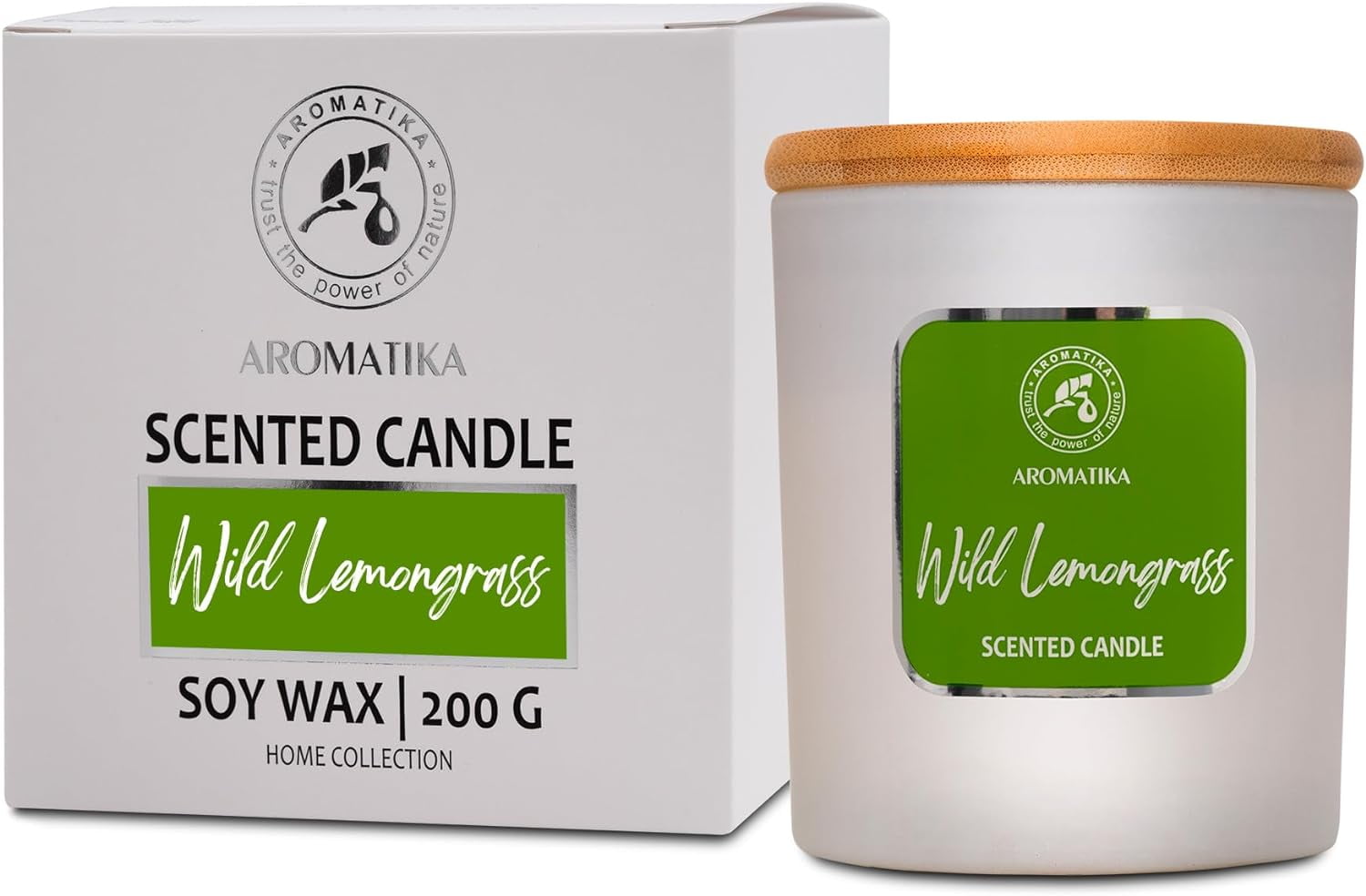 Wild Lemongrass Scented Soy Wax Candle with Wooden Lid