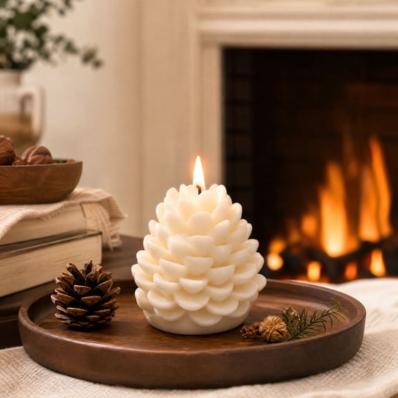 Scented Candles, Decorative Shaped Pinecone Aromatherapy Candle Set, Natural Wax Holiday Tabletop Decor Gift for Christmas Winter Home Dinner Party