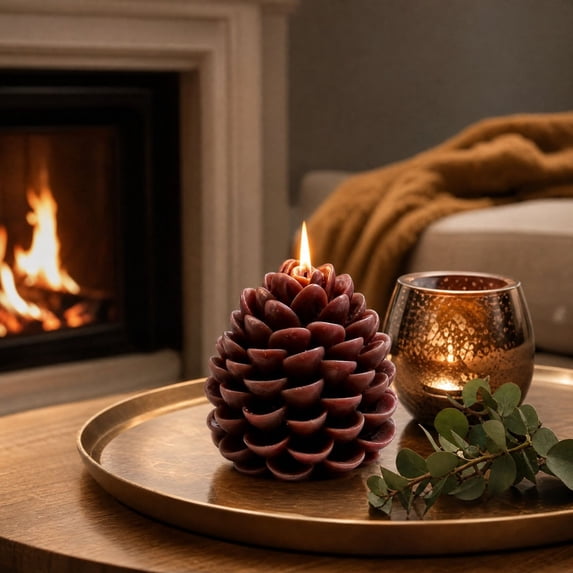 Scented Candles, Decorative Shaped Pinecone Aromatherapy Candle Set, Natural Wax Holiday Tabletop Decor Gift for Christmas Winter Home Dinner Party