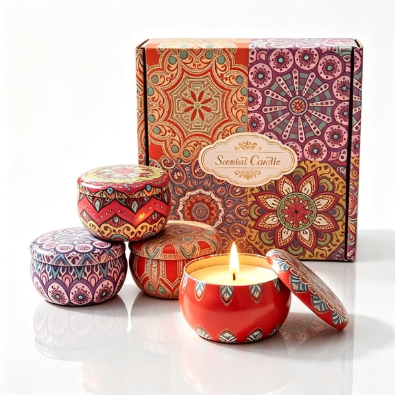 Scented Candles Gift Set,4 Pack Candles for Home Scented,120 Hour Long Lasting Soy Wax Aromatherapy Candle Set,Halloween,Christmas,Birthday Gifts for Women with Gift Box