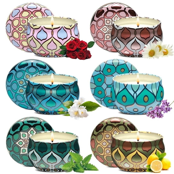 Scented Candles Gift Set, 6 Pack Jar Candles for Women, Each Candle Burns for 15 h