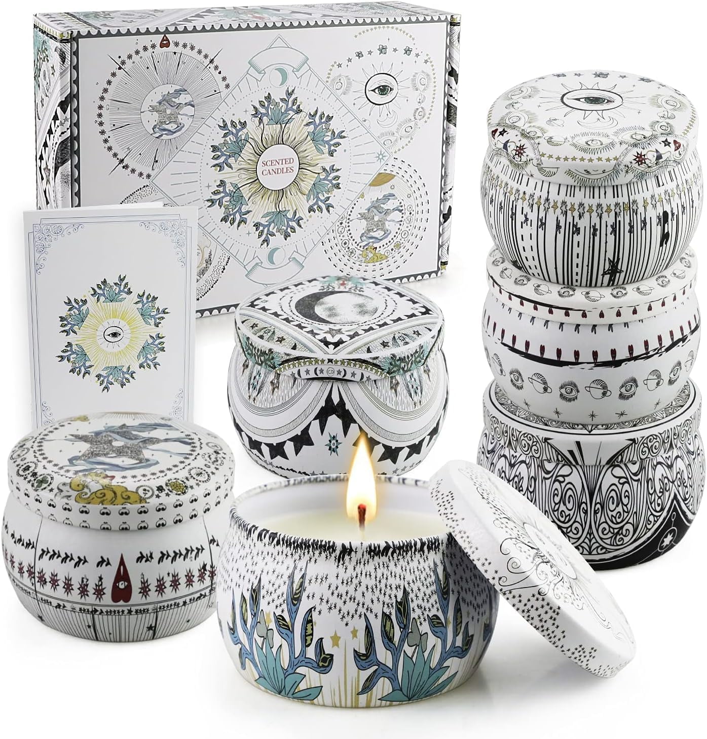 Cream Soy Wax Lavender Scented Candle Set with Decorative Jars