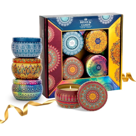 Scented Candles Gift Set For Women And Men - 4 Fragrances - Valentines Day Gift