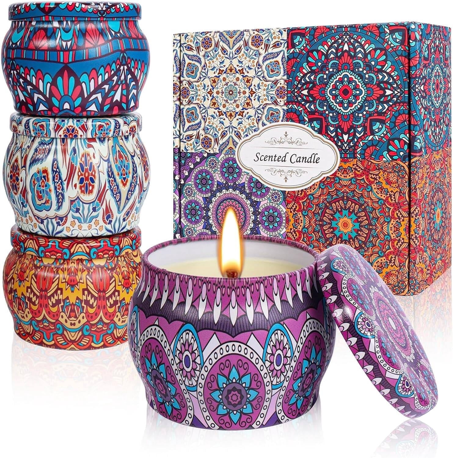 Scented Candles Gift Set for Women Mom, Ideal Mother's Day Gifts Aromatherapy Candles Stress Relief Gift for Birthday Christmas Valentine's Day Anniversary, 4 P