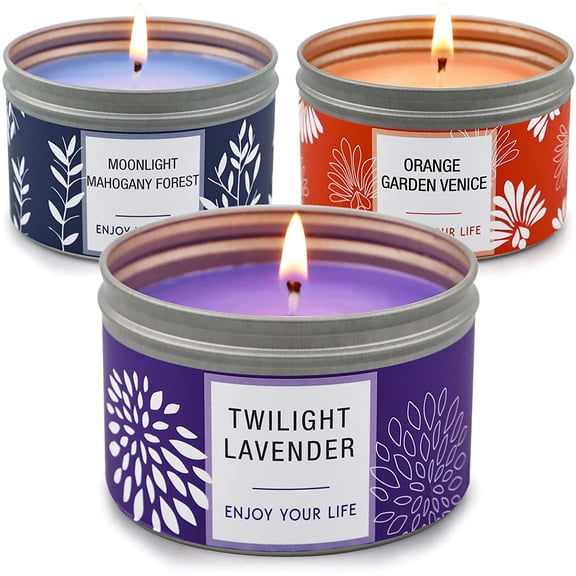 Scented Candles Gift for Women, Large 3 Pack 100 Hour Long Lasting Soy Wax Candles for Home, Bulk Value Aromatherapy Candle Set with Valentines Gift Box-Lavender, Orange Blossom & Mahogany Candle