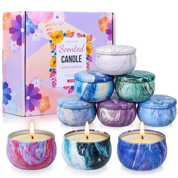 Scented Candles Gifts Set for Women, 9 Pack Candles Pack Soy Wax with Essential Oil Include Lavender, Jasmine and Vanilla for Bridesmaid, Birthday, Valentine's, Mother's Day, Bath, Yoga C113