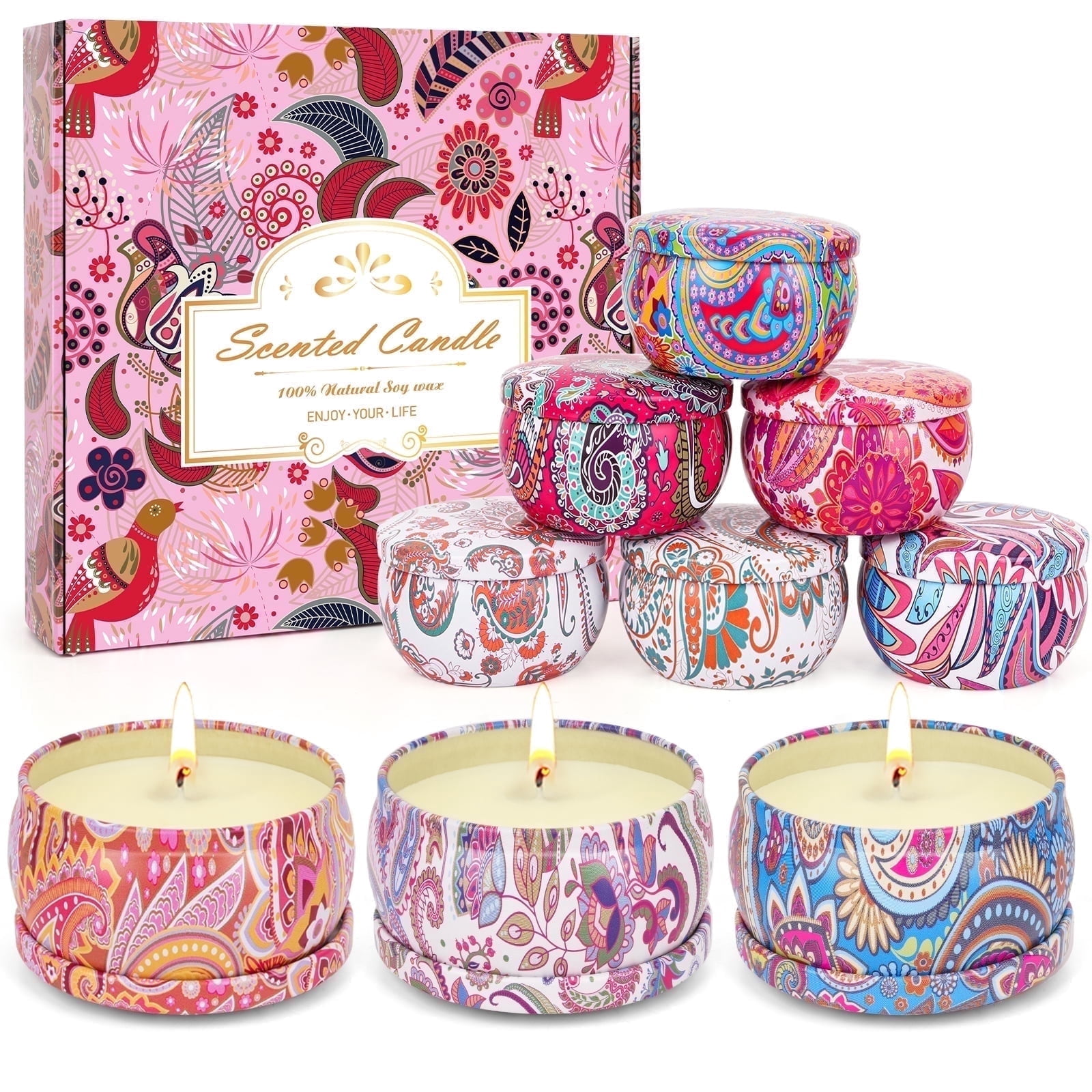 Giphtpoeet Scented Candles Gifts Set for Women 9-Pack Natural Soy Wax ...