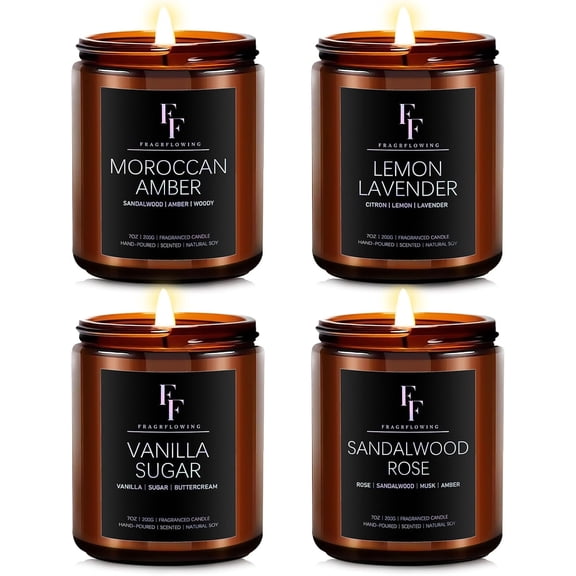 Scented Candles for Home Scented Aromatherapy Candles, 4 Pack 28 Oz Soy Wax Candle Gift Set Valentine's Day Gift for Women Men (Lavender/Vanilla//Sandalwood Rose/Moroccan Amber)