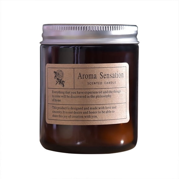 Scented Candles, Lychee and White Tea Scent Jar Candle, 7oz，Brown Glass Jar Aromatherapy Jar Candle for Women and Men, Smoke-free