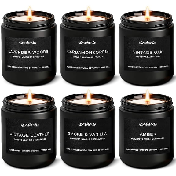 Scented Candles for Men - 42oz Soy Wax 300h Lasting Candle, Manly Scented Candles with Leather/Woods/Pine/Vanilla/Lavender/Amber -Mens Candle Gift Set for Birthday, Valentine's, Man Cave Decor Y101
