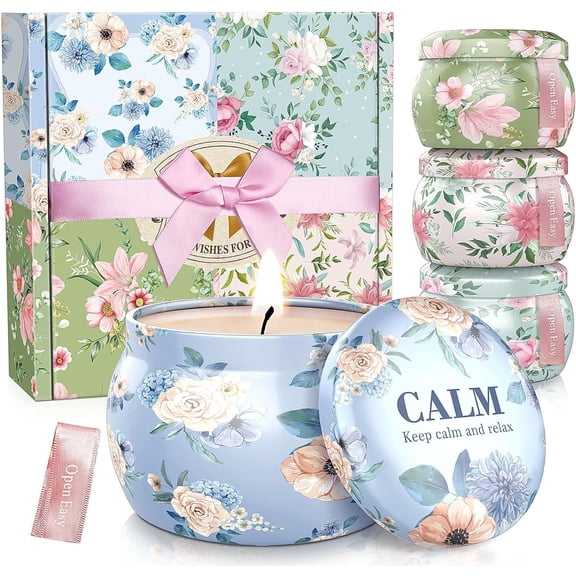 Scented Candles Set, 17.6 oz 4 Pack Home Scented Candles, 100-120 Hours Candle Present for Men and Women,Candles for Birthday, Fathers Day Presents