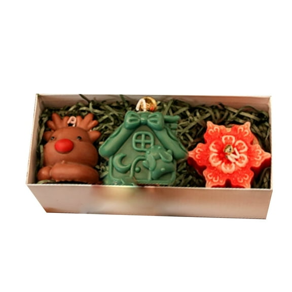 Scented Candles Set of 3,Christmas Candles with Gift Box,Christmas Decorations,Candles for Home Scented,Stocking Stuffers(Snowman & Gloves & Ek)