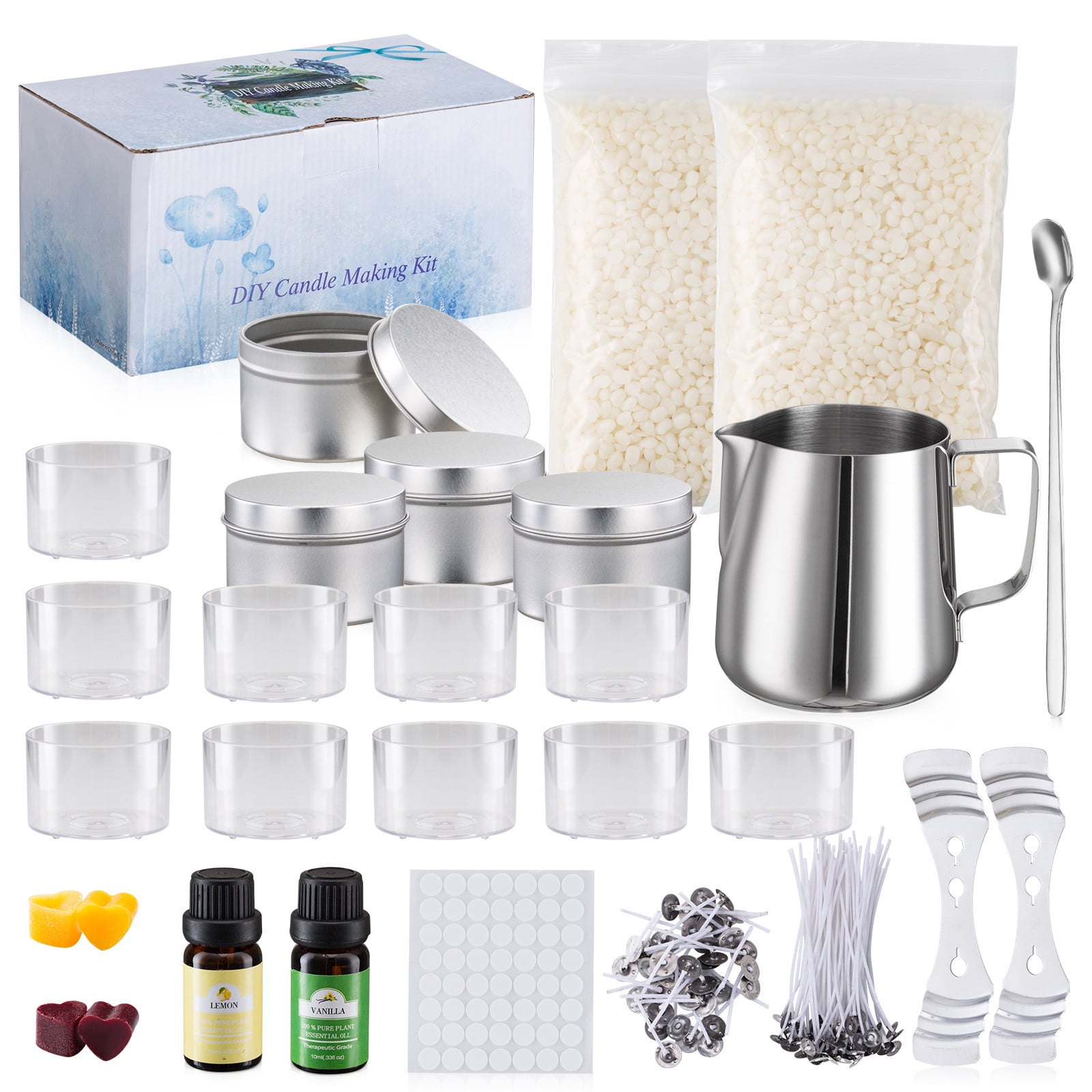  Candle Making Kit - Soy Candle Making Kits for Adults Beginners  - Candle Making Supplies - Candle Pouring Pot, Soy Wax, Candle Wicks, 6  Fragrance Oil for Candle Making - Arts