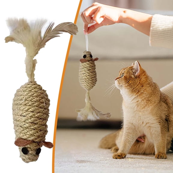 Scented Catnip Mouse Toy for Indoor Cats, Chicken Hair Self Pleasure Stress Relieving Tool, Simulated Pet Toy for Scratch Physical Exertion 2 Pack