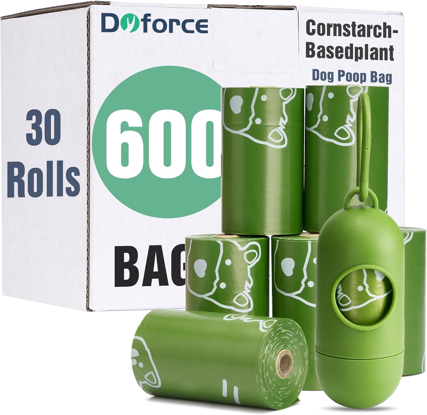 Scented Dog Poop Bags,Leak Proof Pet Waste Bags for Dog Walking,Extra Thick and Large Cat Litter Bags for Poop,30 Refill Rolls,600 Bags,9x13",Green
