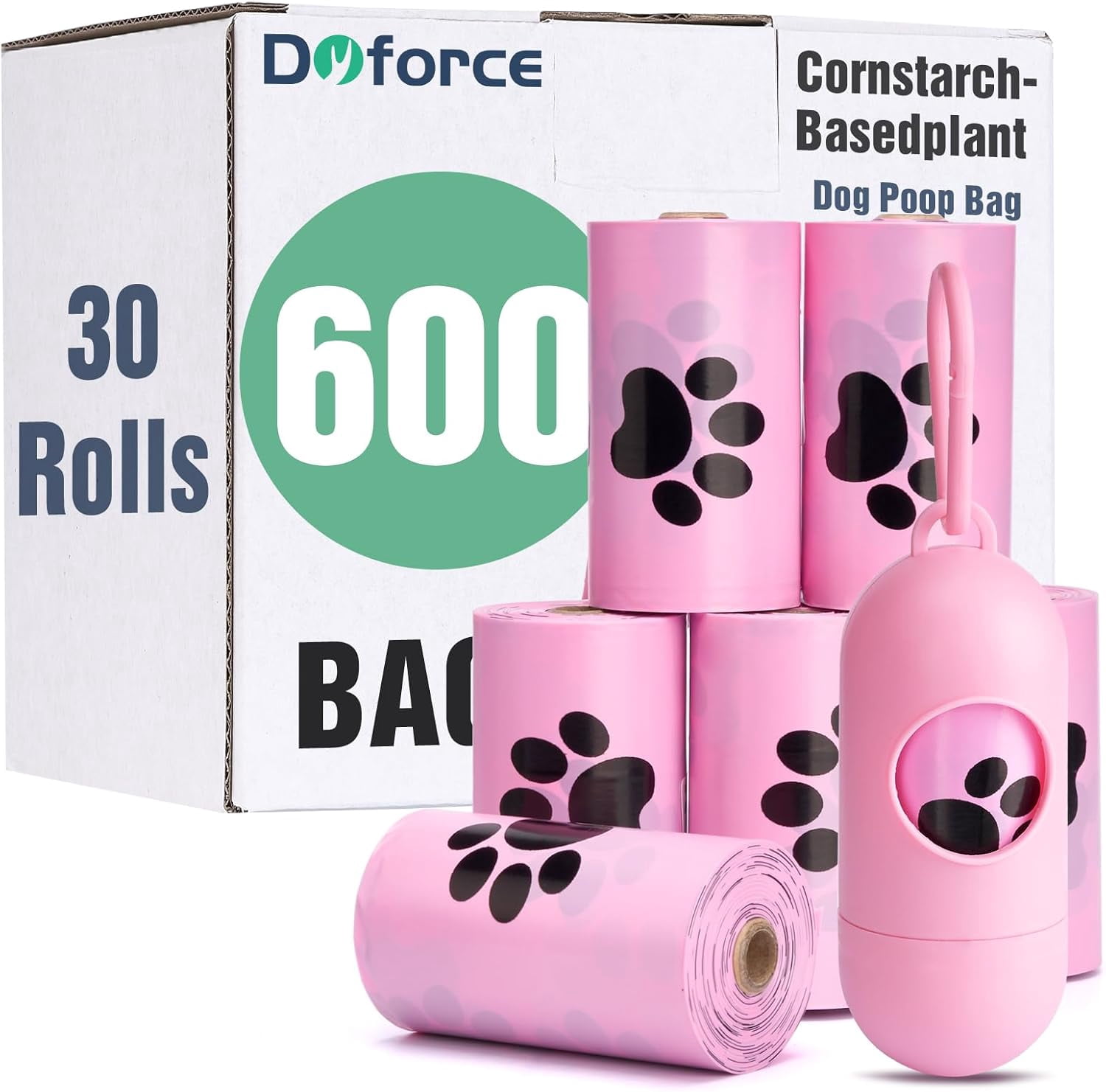 Scented Dog Poop Bags,Leak Proof Pet Waste Bags for Dog Walking,Extra Thick and Large Cat Litter Bags for Poop,30 Refill Rolls,600 Bags,9x13",Pink