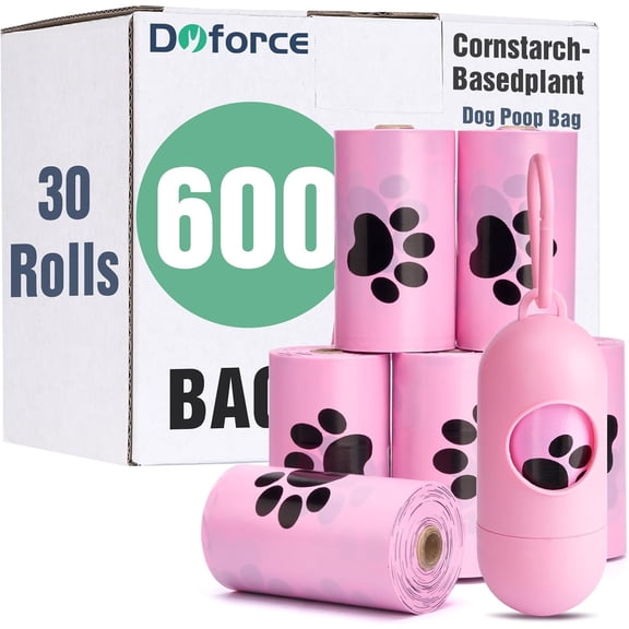 Scented Dog Poop Bags,Leak Proof Pet Waste Bags for Dog Walking,Extra Thick and Large Cat Litter Bags for Poop,30 Refill Rolls,600 Bags,9x13",Pink
